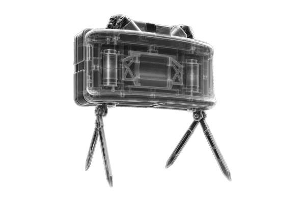X-ray drawing of a directional mine on legs
